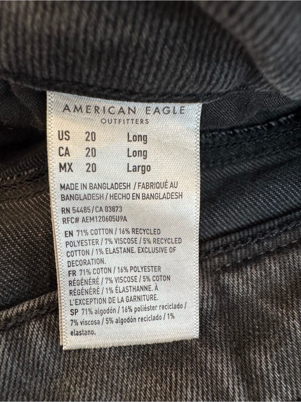American Eagle Curvy Mom Jeans Gray Wash Stretch Denim Women’s 20 Long - Picture 5 of 10